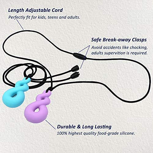 Chew Necklace For Boys And Girls, Silicone Chew Toys For Kids Teardrop Twist Pendants, Chewy Necklace Sensory For Autism Or Oral Motor Special Needs Bpa Free - 4 Pcs Set #TOP3