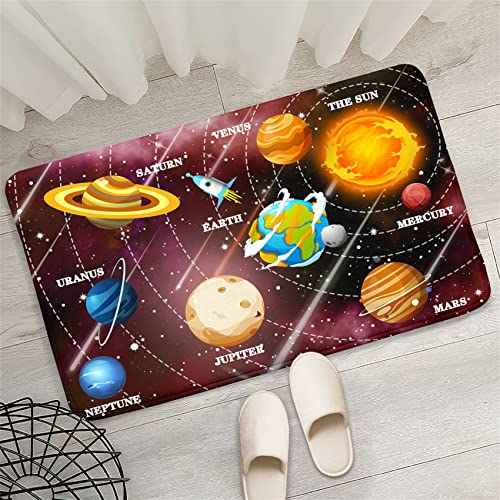 Outer Space Rugs Small Size Universe Solar System Planet Theme Carpets Kids Rugs for Playroom Educational Learning Area Rug for Living Room Bedroom Indoor Crystal Polyester Floor Sofa Mats, 2'×3'