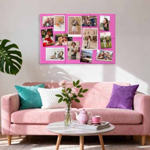 Image of MaxGear Felt Bulletin Board 36 inch x 24 inch, Rose Pink Felt Wall Tiles Push Pins