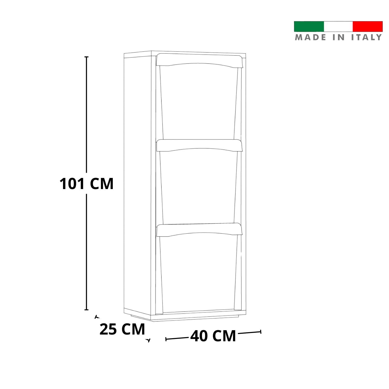 MOHOME Mobile Legno Raccolta Differenziata Bianco 101 x 40 x 25 Cm Made in Italy Cestino per Spazzatura da Cucina Contenitore Rifiuti 3 Vani Capacità 48 L Salvaspazio Casa Ufficio Già Montato