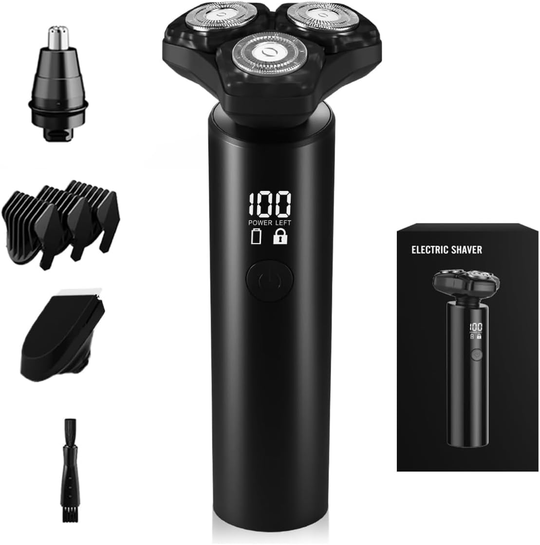 Electric Razor for Men, 3D Floating Heads,Professional Electric shavers for Men, IPX8 Waterproof, USB Travel Lock & Multifunctional Grooming Kit (Nose/Hair Trimmer, Brush, Accessories) 1