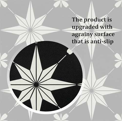 12"x12" Peel and Stick Floor Tile, Vintage Self-Adhesive Vinyl Flooring Waterproof for Bathroom, Kitchen, Covering 20 sq.ft. (Modern Black Pattern 20Pcs) by Dureidos - Image 6