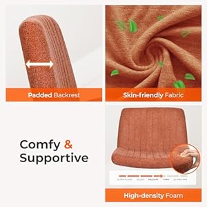 NEO CHAIR Criss Cross Chair, Armless Legged Office Desk Chair, No Wheels Swivel Modern Ergonomic Vanity Fabric Wide Comfy Computer Task Chairs for Home Office (Brown) NEO CHAIR Criss Cross Chair Armless Legged Office Desk Chair No Wheels Swivel Modern Ergonomic Vanity Fabric Wide Comfy Computer Task Chairs for Home Office Brown