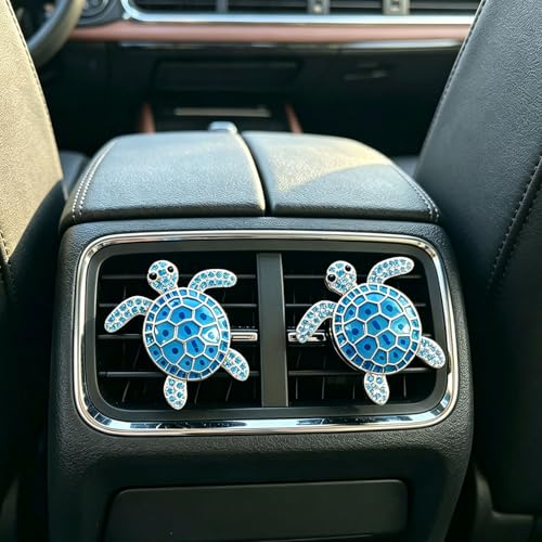 Image of 4pcs Cute Sea Turtles Car Air Vent Diffuser - Clip-On Air Freshener with Replaceable Refills, Perfect for SUV, Truck & Sedan, Adorable Car Interior Accessory & Creative Gift Idea(Blue, Ocean)