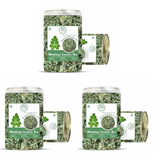 Image of Online Quality Store Moringa Leaves Tea - 100g | Drumstick Leaf Herbal Infusion | Green Botanical Brew | Pure & Dried Beverage (Pack of 3)