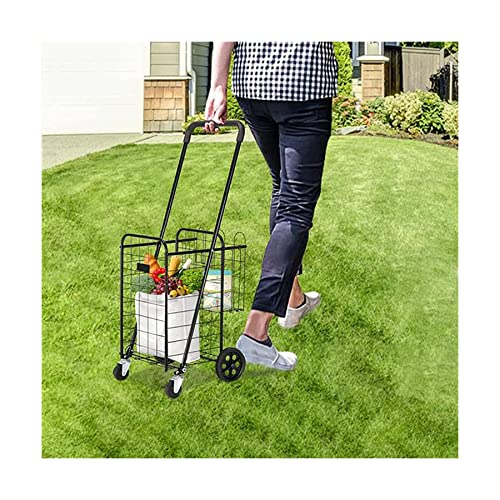 QUANLI Faltbarer Einkaufstrolley, zusammenklappbarer Einkaufswagen mit doppeltem Korb und 360° drehbaren Rädern, tragbar… – Bild 5