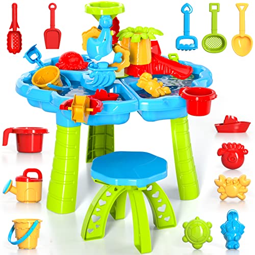 Kids Sand Water Table Toys For Toddlers, 3 In 1 Sand And Water Play Table Beach Toy For Kids Boys Girls, Kids Table Activity Sensory Play Table Sand Water Toy For Outdoor Backyard For Toddlers Age 2-5 #TOP6