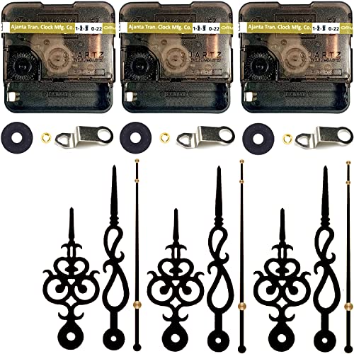 Image of YOPY� Combo 3 of Ajanta Mfg. Battery Operated Plastic Ticking Wall Clock Movement Machine with Hands (Needles : Antique Black 1)