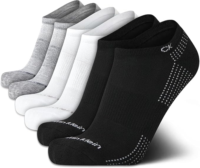 Image of Calvin Klein Mens No Show Socks - 6 Pack Soft Cotton Blend Cushioned Athletic Low Cut Socks for Men for Sports and Running