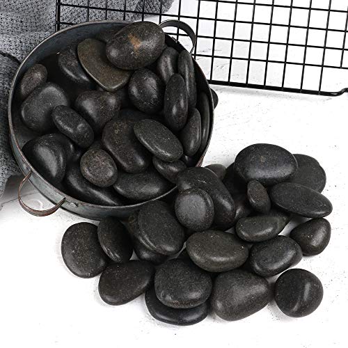 Fantian 5 Pounds Black Natural Decorative River Pebbles – 2-3 Inch Black Polished Decorative Pebbles For Garden Landscaping, Home Décor, Outdoor Paving River Rocks, Rocks For Painting #TOP4