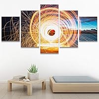 SIGNWIN 5 Panel Canvas Wall Art Light Exposure for Home Decorations Ready to Hang - 60