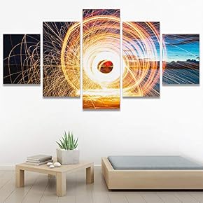 SIGNWIN 5 Panel Canvas Wall Art Light Exposure...