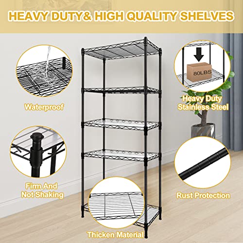 5-Tier Wire Shelving Unit And Storage, Shelves For Storage Height Adjustable Metal Wire Rack Shelving For Garage Kitchen Pantry Closet Laundry Bathroom Load 440Lbs (21.5 X 11.5 X 59.5 Inch) #TOP2