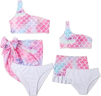 Girls Swimsuit Princess Two Pieces Bikini Set Mommy and Me Mermaid for Swimming Matching Beachwear Set