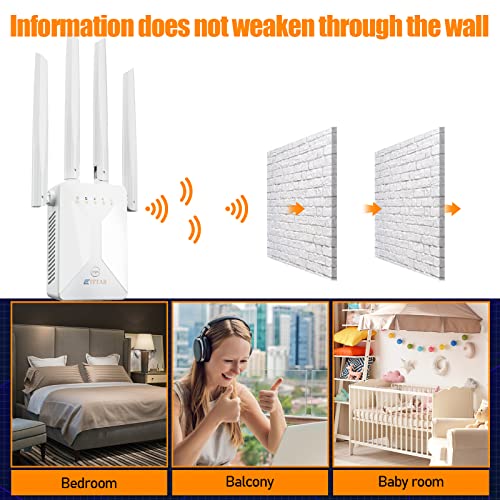 Eittar Wifi Extenders Signal Booster For Home,Wifi Range Extender And Repeater With Ethernet Port And 4 Wifi Antennas Up To 6,000 Sq.ft Coverage,Easy 1-Tap Setup-A (White) #TOP3