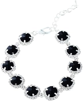 Dogs Kingdom Pet Dog Cat Crystal Collar Bling Rhinestones Party Princess Necklace Adjustable Necklace Accessories,Black,S8-10" Neck