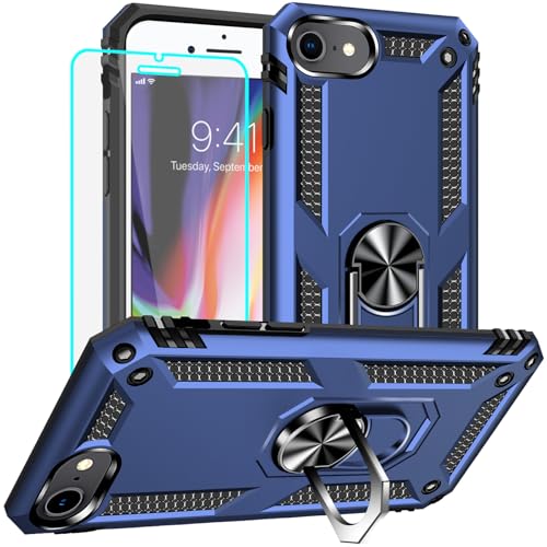 Coque iPhone 7 antichoc Yiakeng bleue pour usage extérieur et support voiture