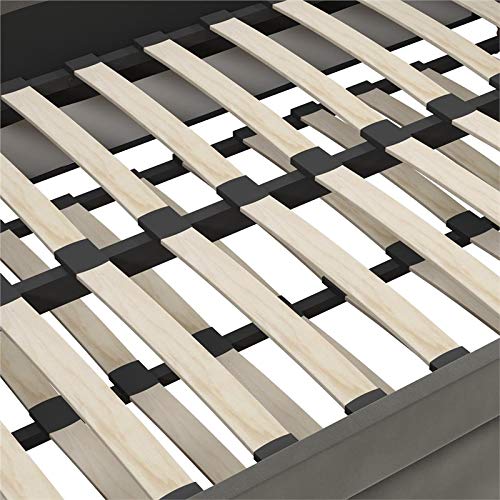 Novogratz Vintage Upholstered Full Twin Trundle Set, Grey Daybed, Gray Velvet #TOP6