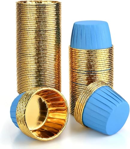100 Pièces Caissettes Cupcakes en Papier, Cupcake d'Aluminium Antiadhésif, Tasses de Cuisson...