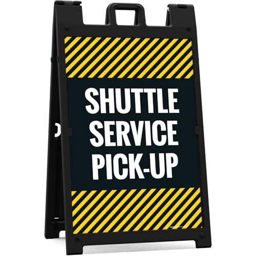 Shuttle Service Pickup Sidewalk Sign Kit, 24x36 Inches, with A Frame Stand, Made in USA by Sigo Signs