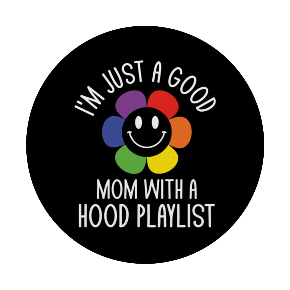 Good Mom with Hood Playlist Mother's Day Sayings Parents PopSockets Swappable PopGrip, Black - Image 3