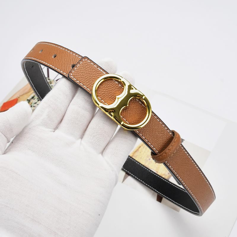 Women Reversible Leather Belt for Jeans Pants,Fashion Gold Buckle Ladies Dress Belt4