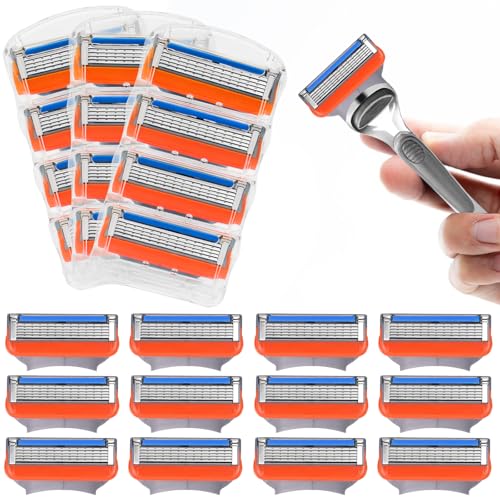 24 cuchillas de repuesto Fusion 5 para afeitadoras Fusion-5, cuchillas de afeitar de 5 pliegues, compatibles con afeitadoras húmedas. Cuchilla de afeitar para hombre