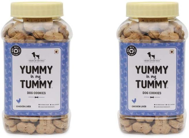 Yummy in My Tummy by HUFT Chicken Liver Dog Biscuits โ 320 gm (Pack of 2) | Crunchy & Healthy Treats for Dogs | High-Protein Snack | Ideal Training Treat | Suitable for All Life Stages & Breeds Dogs