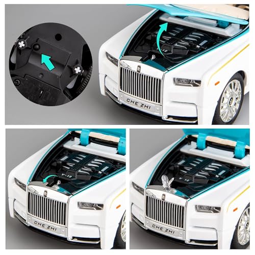 Image of FEXXA 🏎️ Exclusive Alloy Metal Pull Back Die-cast Car Model with Sound Light Mini Auto Toy for Kids Metal Model Toy Car with Sound and Light (1.24 Scale Rolls Royce Phantom - Sky)