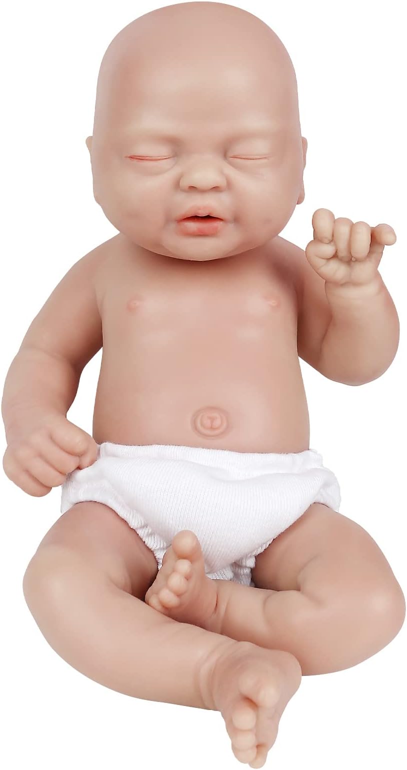 Vollence 14 inch Eyes Closed Full Silicone Baby Dolls, Not Vinyl Dolls, Can Take a Pacifier Silicone Dolls Full Silicone Baby - Boy
