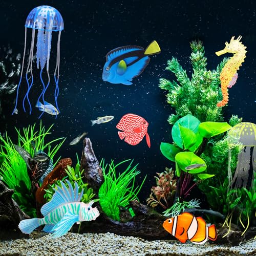 Image of Weewooday 7 Pcs Artificial Fish Glowing Effect,Simple Colors