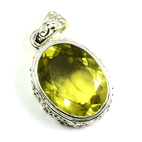 Pendentif ovale argent sterling 925 avec motif citron et finitions facettes