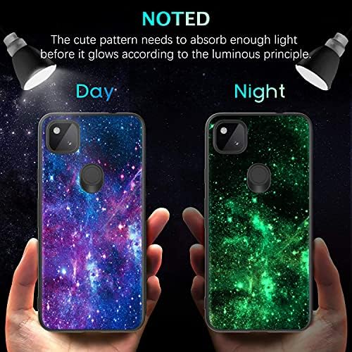 BENTOBEN Google Pixel 4A Case, Pixel 4A Case Nebula, Slim Glow in the Dark Hybrid Hard PC Soft Rubber Bumper Protective Cases Cover Purple Nebula Galaxy Pattern Phone Cases for Google Pixel 4A, Nebula