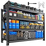 Romorgniz 5000LBS Heavy Duty Garage Shelving, 68' W Storage Shelves, Adjustable Industrial Shelving, 4 Tier Large Metal Utility Shelf for Warehouse Basement Shop Commercial, 23.2' D x 72' H, Black