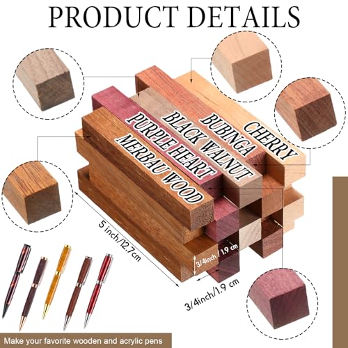 colarr 10 sets woodturning pen kits project supplies including 7mm slimline pen kits with refill and pen blanks lumber for lathe turning starter package diy crafts