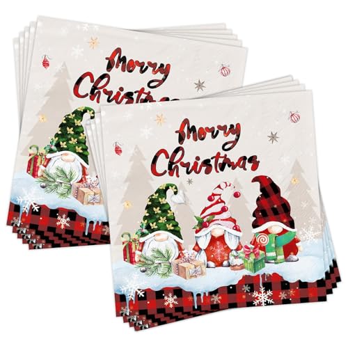 40 Stück Servietten Weihnachten Deko – Weihnachtsservietten Rot...