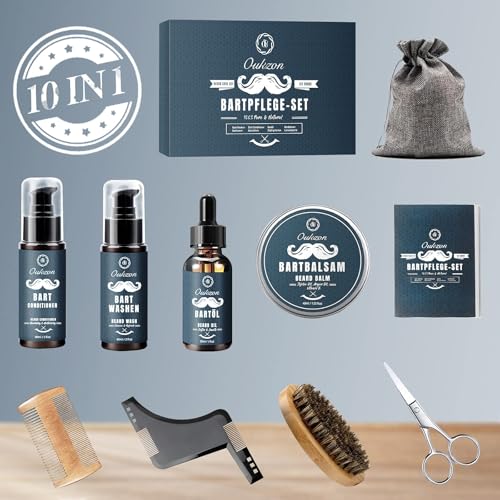 Miniatura 7 de Oukzon Kit Barba Para Hombre, Kit Cuidado Barba Hombre Completo Con Champú Barba, Acondicionador, Aceite Barba, Bálsamo, Peine, Cepillo, Tijera De Barba, Regalo Hombre Para Papa, Novio, Caballero