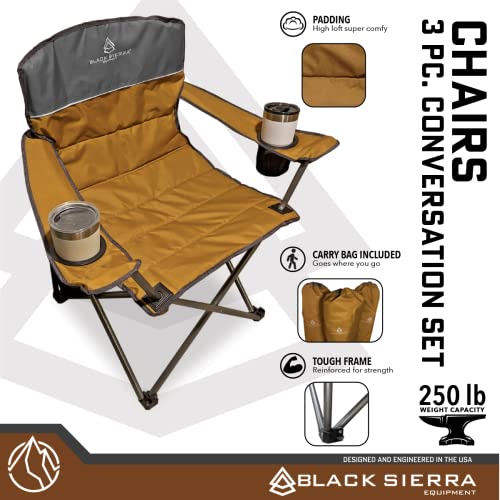 3 Piece Campfire Conversation Set For Camping, Patio, Hunting, Beach, Outdoor- Camping Folding Padded Loveseat With Deluxe Comfort Chairs- Set- Folding Set For Festivals, Beach, Camping #TOP5