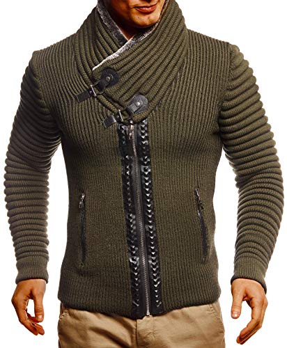 Leif Nelson Veste en tricot pour homme avec fermeture éclair en coupe régulière, cardigan à manches longues pour homme, idéal pour les looks...