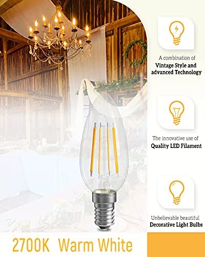 QNINE Warm White E14 LED Light Bulb, 4W (40W Equivalent), Candle Bulbs Small Screw, 2700K, Non-Dimmable, 3 Pack