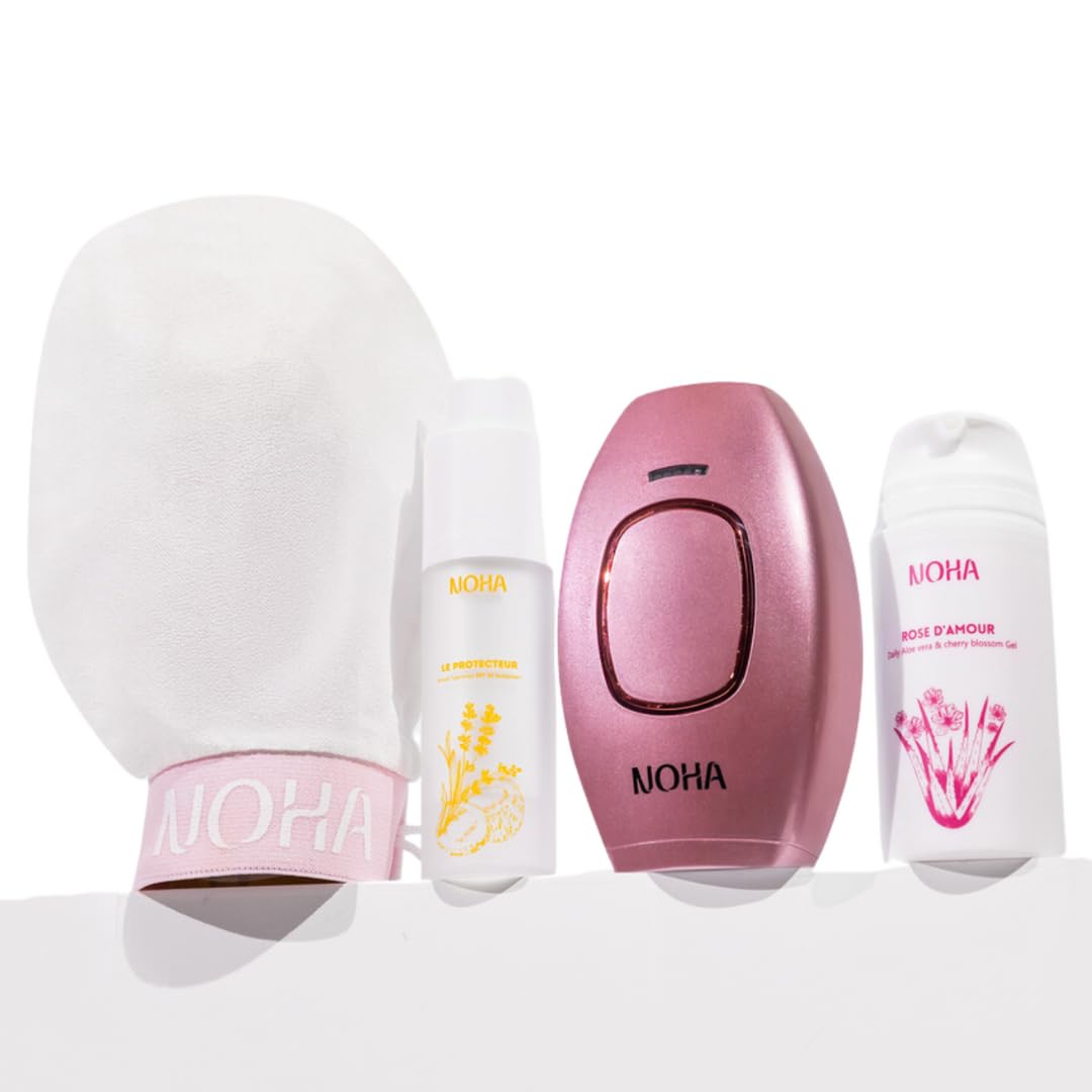 NOHA Depiladora IPL Desde Casa - Rapida Reducción del Vello Con Resultados Duraderos - Indoloro - Para Mujeres y Hombres (Blanco, NOHA FULL KIT)