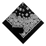 HankieWorld Single Pack Bandanas 60s Premium Cotton Soft Thin Handfeel Large Handkerchief for Men and Women(Black)