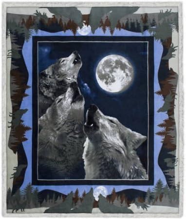 MicroPlush Howling Wolves Throw with Shepra Backing 50 in X 60 in