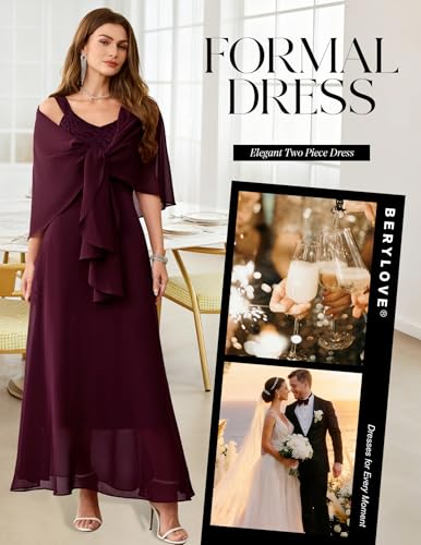 Image of BeryLove Summer Formal Wedding Guest Prom Dresses Sequin Cocktail Evening Lace Elegant Mother of The Bride Dress