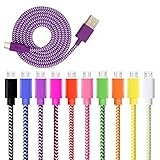 Micro USB Cable, Boxeroo 3.3ft/1m High-Speed Colorful Rugged Nylon Braided Tangle-Free with Stainless Steel Connector for Samsung, HTC, Nokia, Sony, LG, Android and More[10-Pack]