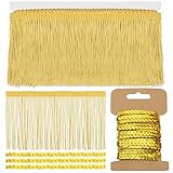 Mardatt Gold Fransen mit Pailletten Trim Kit, 4 Zoll x 5 Yards Nähen Fransen Trim Quasten Trim für Kleidung Vorhang Sofa DIY Lampenschirm Dekoration