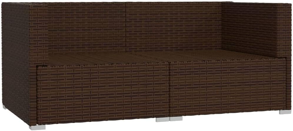 Outdoor Patio Loveseat with Cushions Brown Poly Rattan Furniture for Garden, Balcony, Porch - Waterproof All-Weather Wicker Sofa Set for Relaxing