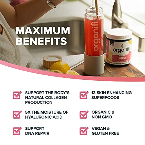 Organifi Green Juice Superfood Powder And Glow Collagen Support (30 Servings) Weight Control, Skin Care, Detox Cleanse, Stress Relief, Immunity Support - Gluten Free, Vegan, Whole Food #TOP5