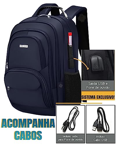 Mochila Bolsa Masculina Feminina Semi Impermeavel Cabo de Aço Notebook Escolar Faculdade Viagem Saíd