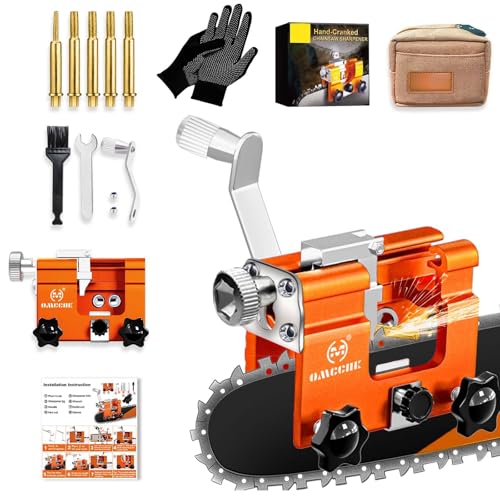 Image of Chainsaw Sharpener with 5 High Hardness Titanium Plated Diamond Bits & Carry Bag, Portable Chainsaw Sharpener Jig Kit, Chainsaw Blade Sharpening Tool Gold Accessories for 4 inch- 22 inch Chain Saw